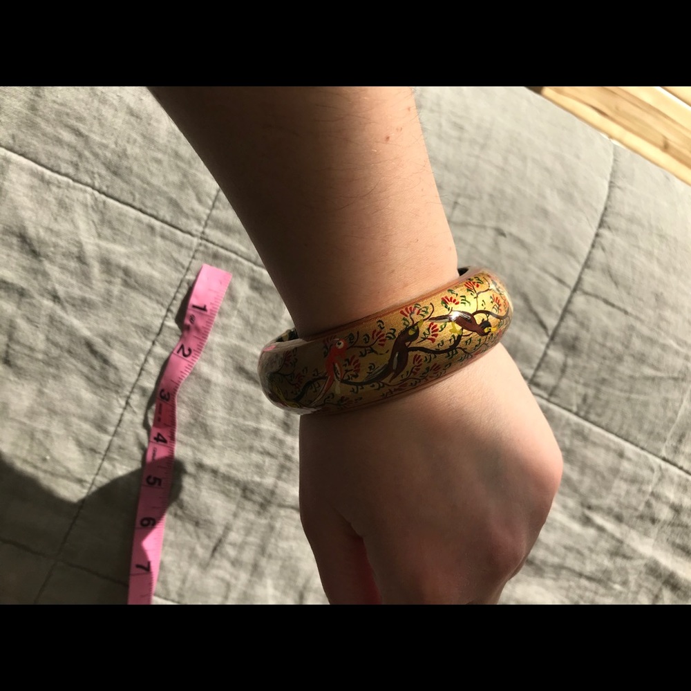Wood painted bangle with birds